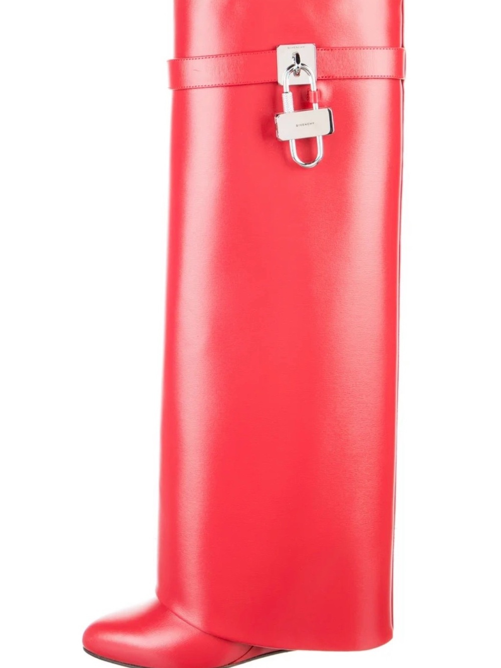 Givenchy Coral-Red Tall Leather Clutch with Silver Lock